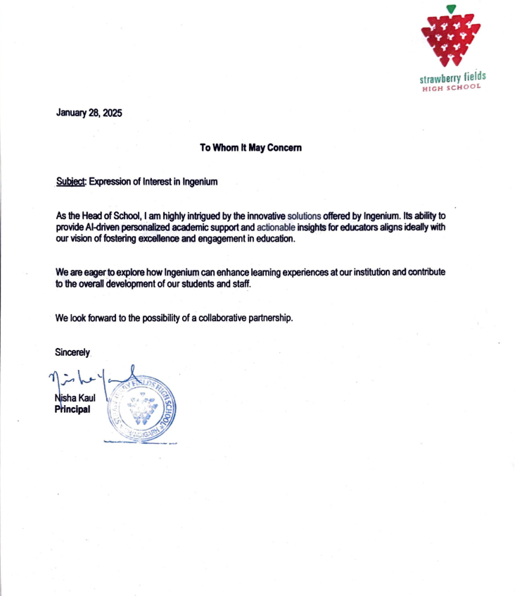 EOI document for Strawberry Fields High School